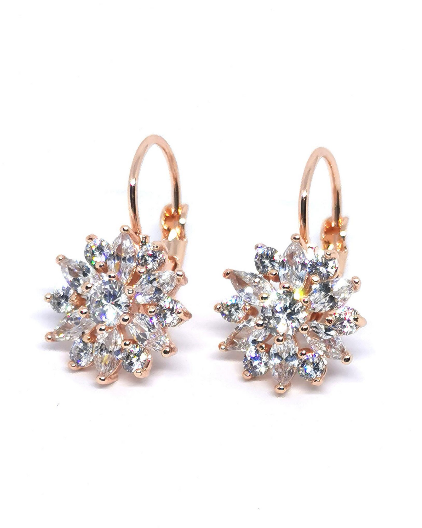 18 Karat Diamant Sonnenblume Huggies Ohrringe