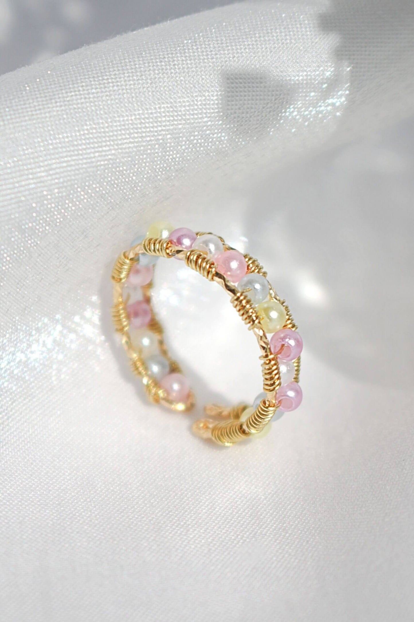 18 Karat Pastel Rainbow Hand Wired Ring