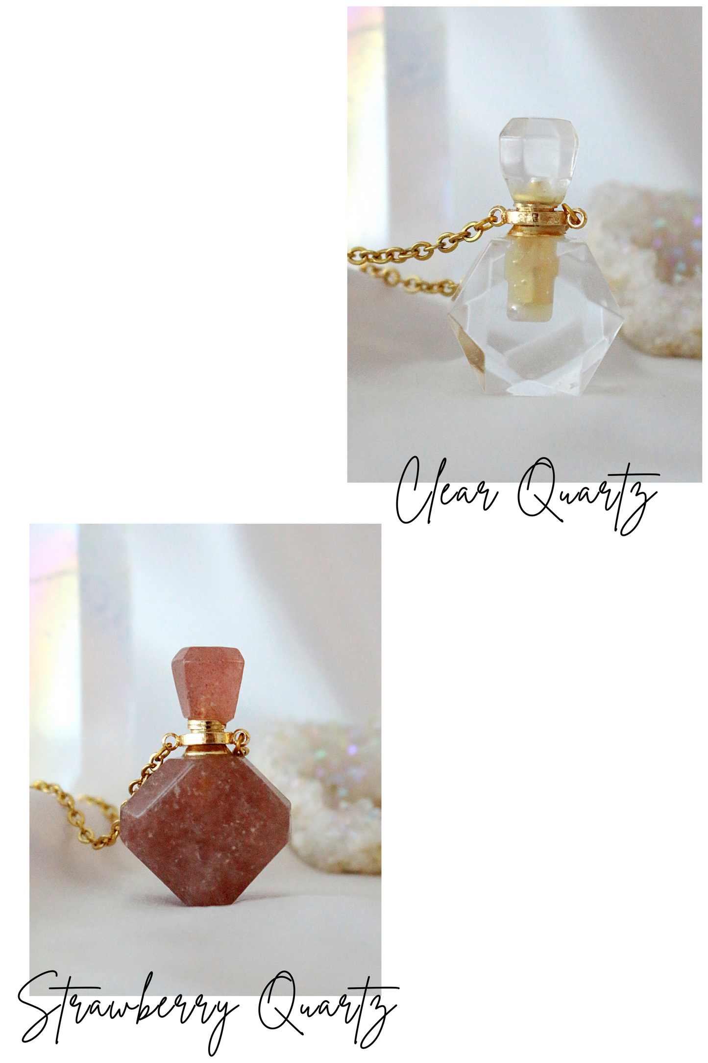 Heilstein-Flaschen-Anhänger – Elegante Aromatherapie-Halskette