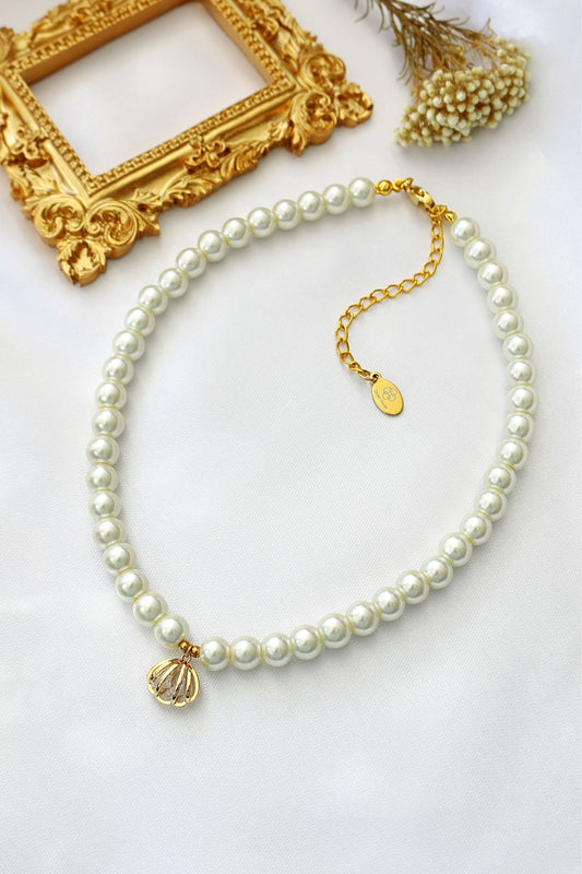 Eleganter 24K Muschel-Perlen-Choker