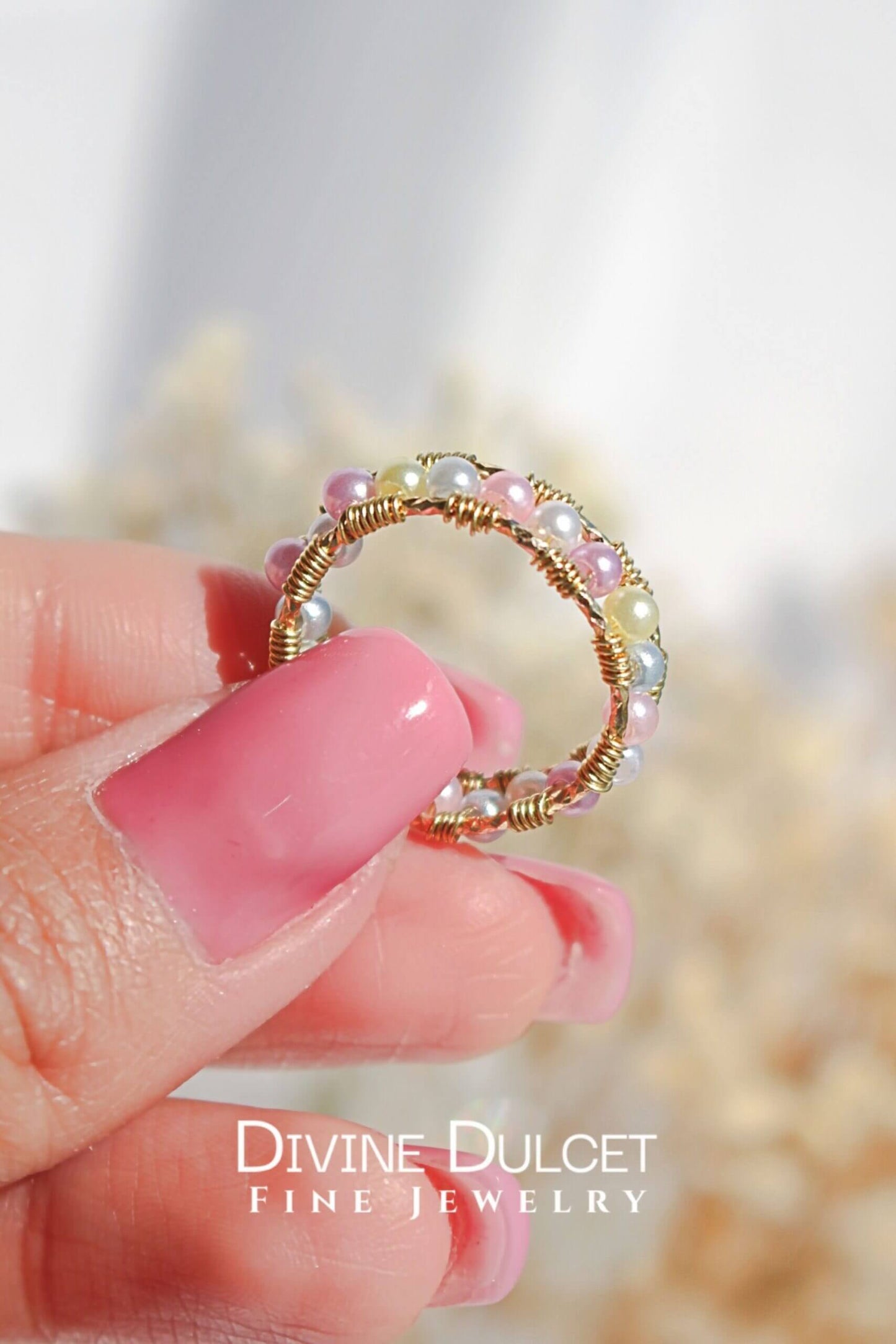 18 Karat Pastel Rainbow Hand Wired Ring
